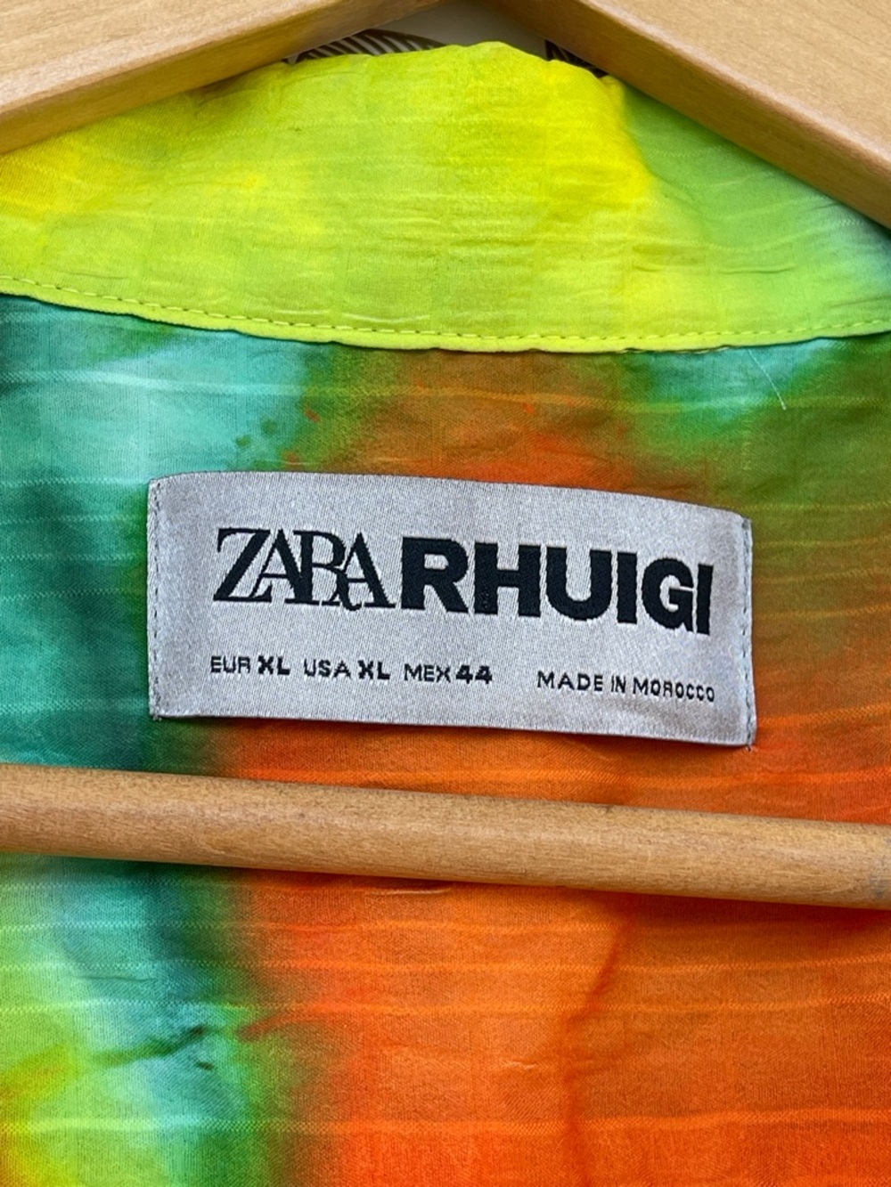 ZARA x RHUIGI Heat Map Print Crinkle Shirt XL Oversized Abstract Vacation Core - Picture 9 of 10